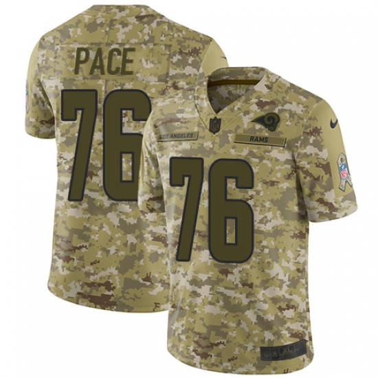 Men's Nike Los Angeles Rams #76 Orlando Pace Limited Camo 2018 Salute to Service NFL Jersey - Ujersey
