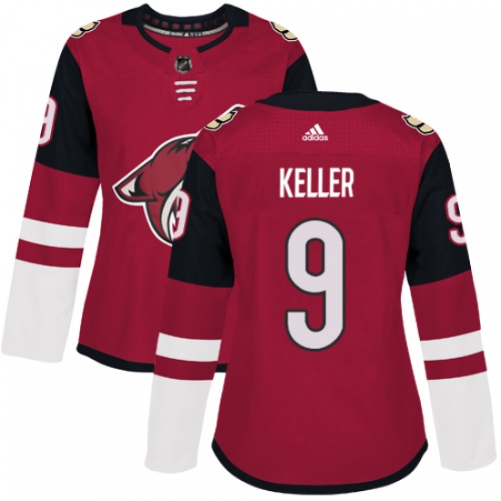 Women's Adidas Arizona Coyotes #9 Clayton Keller Authentic Burgundy Red Home NHL Jersey - Ujersey