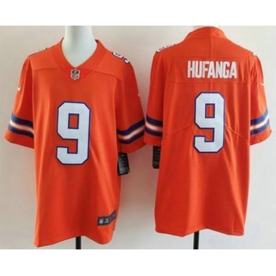 Men's Denver Broncos #9 Talanoa Hufanga Limited Orange Throwback Vapor Jersey - Ujersey