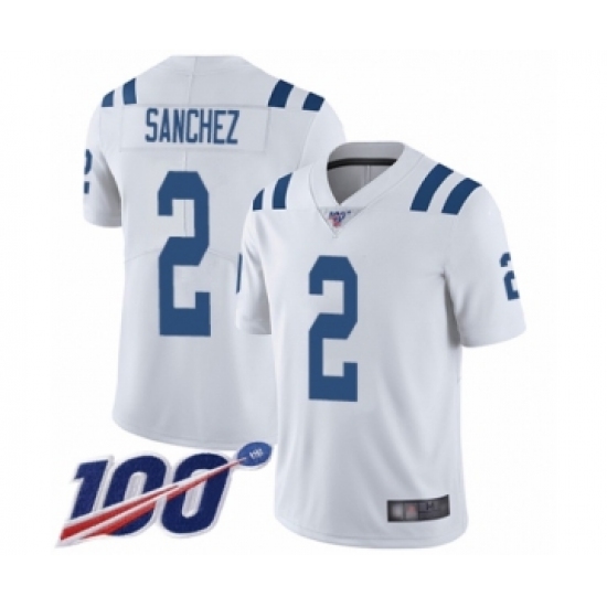 Men's Indianapolis Colts #2 Rigoberto Sanchez White Vapor Untouchable Limited Player 100th Season Football Jersey - Ujersey