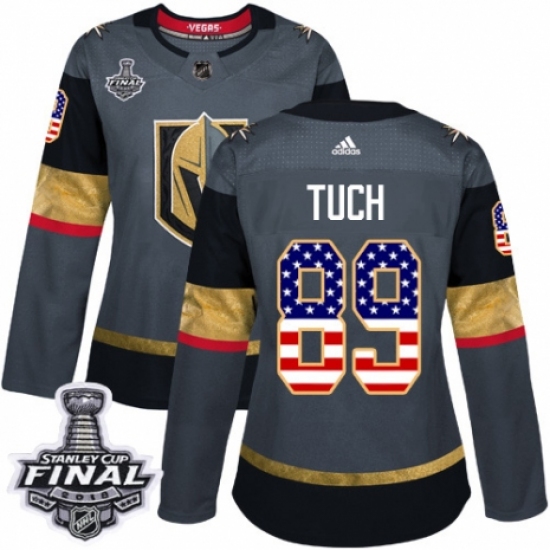 Women's Adidas Vegas Golden Knights #89 Alex Tuch Authentic Gray USA Flag Fashion 2018 Stanley Cup Final NHL Jersey - Ujersey
