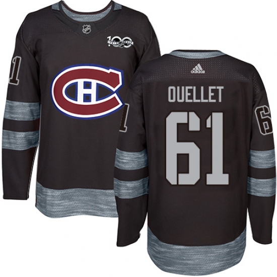 Men's Adidas Montreal Canadiens #61 Xavier Ouellet Authentic Black 1917-2017 100th Anniversary NHL Jersey