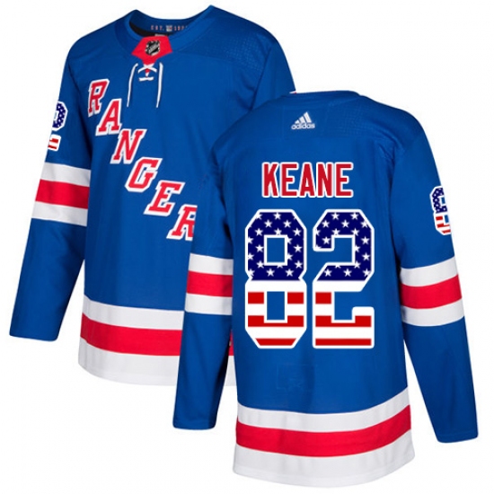 Youth Adidas New York Rangers #82 Joey Keane Authentic Royal Blue USA Flag Fashion NHL Jersey - Ujersey
