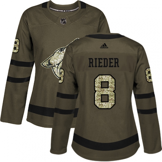 Women's Adidas Arizona Coyotes #8 Tobias Rieder Authentic Green Salute to Service NHL Jersey - Ujersey