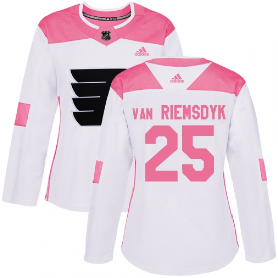 Women's Adidas Philadelphia Flyers #25 James Van Riemsdyk Authentic White Pink Fashion NHL Jersey - Ujersey