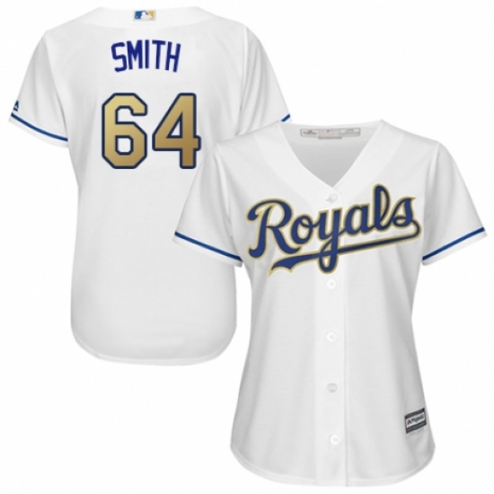 Women's Majestic Kansas City Royals #64 Burch Smith Replica White Home Cool Base MLB Jersey - Ujersey