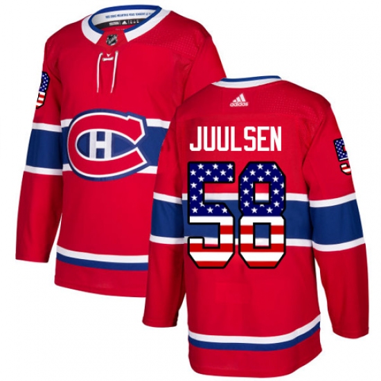 Youth Adidas Montreal Canadiens #58 Noah Juulsen Authentic Red USA Flag Fashion NHL Jersey - Ujersey