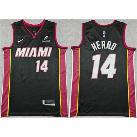 Men's Miami Heat #14 Tyler Herro Black Icon Edition Stitched Basketball Jersey - Ujersey