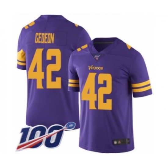 Men's Minnesota Vikings #42 Ben Gedeon Limited Purple Rush Vapor Untouchable 100th Season Football Jersey - Ujersey