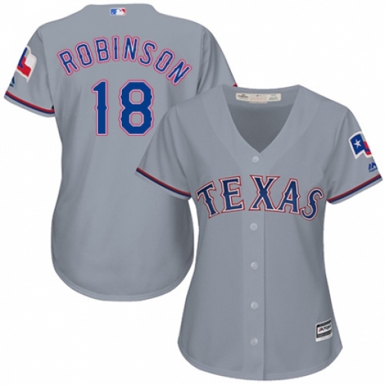Women's Majestic Texas Rangers #18 Drew Robinson Replica Grey Road Cool Base MLB Jersey - Ujersey