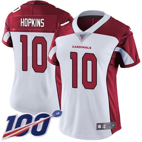 Women's Nike Arizona Cardinals #10 DeAndre Hopkins White Stitched NFL 100th Season Vapor Untouchable Limited Jersey - Ujersey