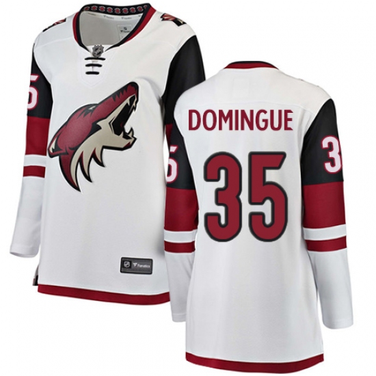 Women's Arizona Coyotes #35 Louis Domingue Authentic White Away Fanatics Branded Breakaway NHL Jersey - Ujersey