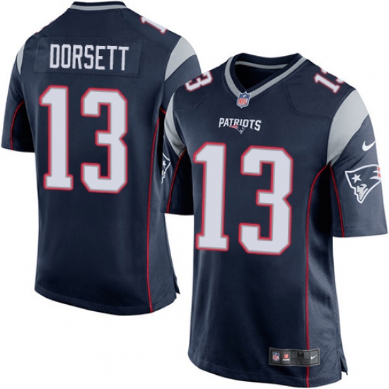 Men's Nike New England Patriots #13 Phillip Dorsett Game Navy Blue Team Color NFL Jersey - Ujersey