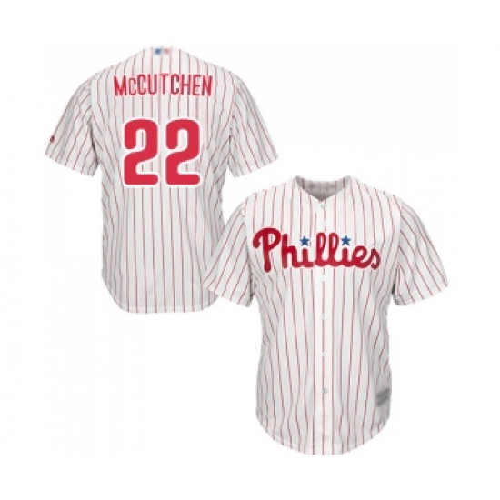 Youth Philadelphia Phillies #22 Andrew McCutchen Replica White Red Strip Home Cool Base Baseball Jersey - Ujersey