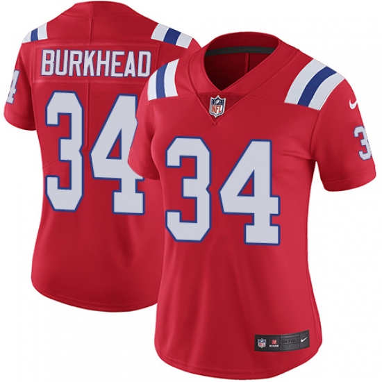 Women's Nike New England Patriots #34 Rex Burkhead Red Alternate Vapor Untouchable Limited Player NFL Jersey - Ujersey