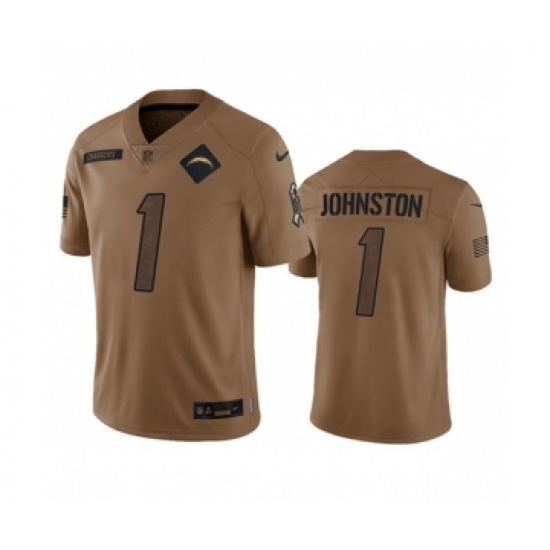 Men's Nike Los Angeles Chargers #1 Quentin Johnston 2023 Brown Salute To Service Limited Football Stitched Jersey - Ujersey