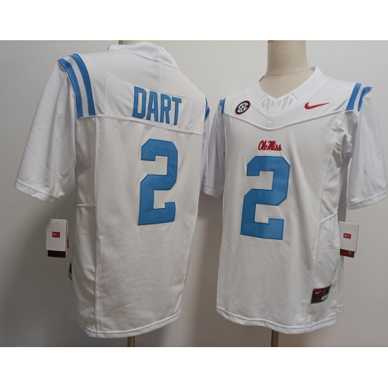 Men's Ole Miss Rebels #2 Jaxson Dart White 2024 F.U.S.E Stitched Jersey - Ujersey