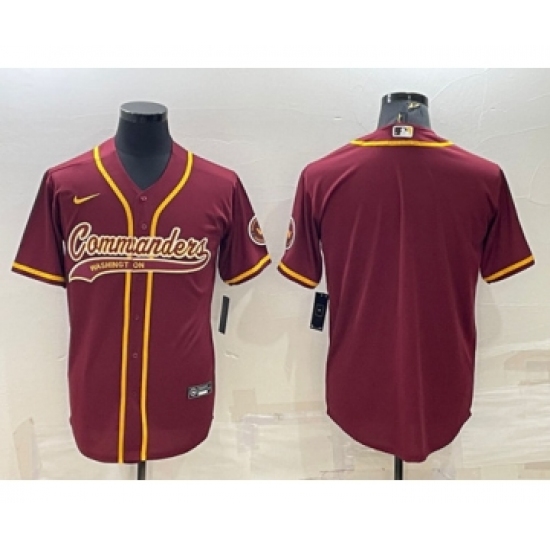 Men's Washington Commanders Blank Burgundy With Patch Cool Base Stitched Baseball Jersey - Ujersey