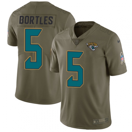 Youth Nike Jacksonville Jaguars #5 Blake Bortles Limited Olive 2017 Salute to Service NFL Jersey - Ujersey