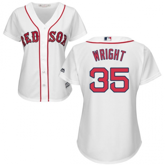 Women's Majestic Boston Red Sox #35 Steven Wright Authentic White Home MLB Jersey - Ujersey