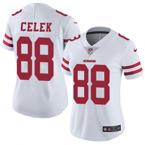 Women's Nike San Francisco 49ers #88 Garrett Celek White Vapor Untouchable Limited Player NFL Jersey - Ujersey