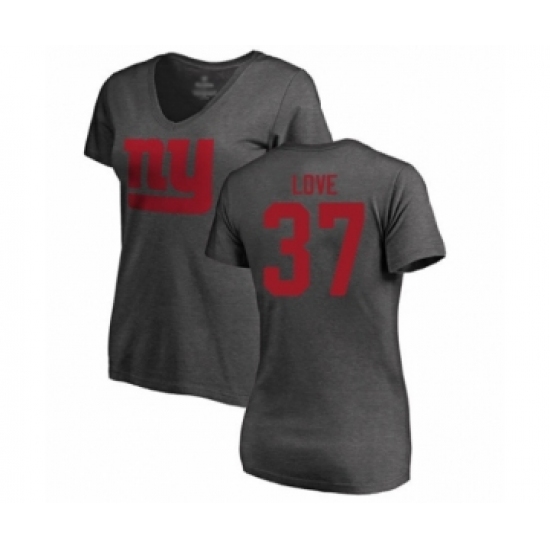 Football Women's New York Giants #37 Julian Love Ash One Color T-Shirt - Ujersey