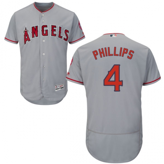 Men's Majestic Los Angeles Angels of Anaheim #4 Brandon Phillips Grey Flexbase Authentic Collection MLB Jersey