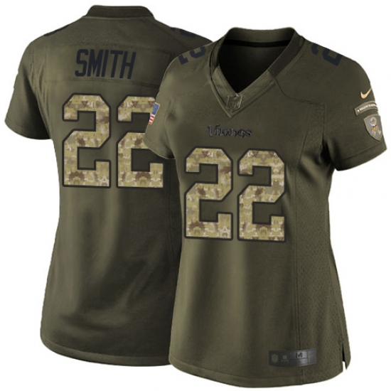 Women's Nike Minnesota Vikings #22 Harrison Smith Elite Green Salute to Service NFL Jersey - Ujersey