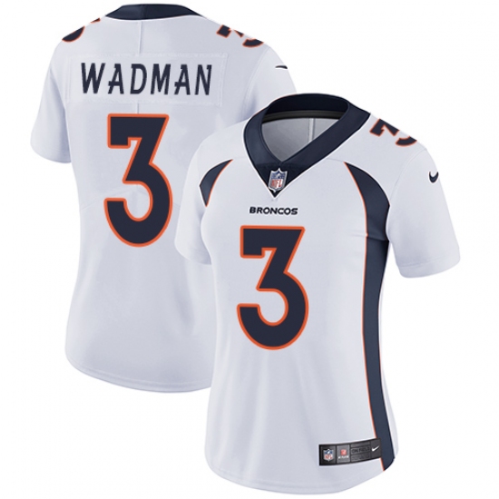 Women's Nike Denver Broncos #3 Colby Wadman White Vapor Untouchable Limited Player NFL Jersey - Ujersey