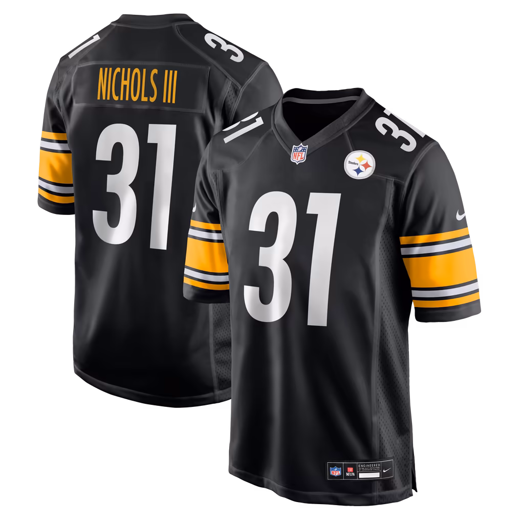 Men's Pittsburgh Steelers Lew Nichols III Nike Black Team Game Jersey
