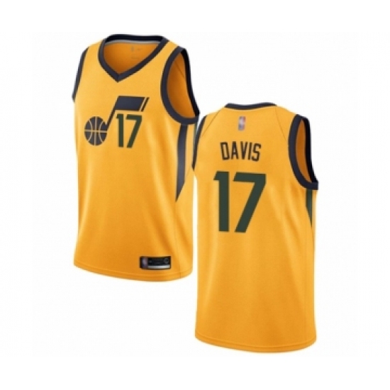 Youth Utah Jazz #17 Ed Davis Swingman Gold Basketball Jersey Statement Edition - Ujersey
