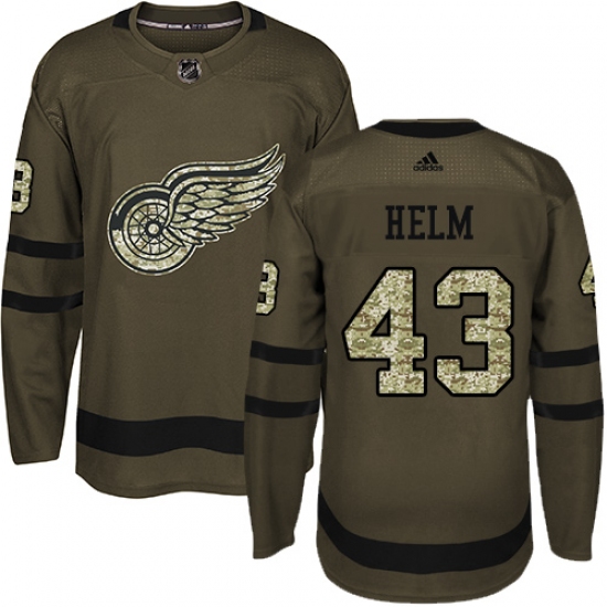 Men's Adidas Detroit Red Wings #43 Darren Helm Premier Green Salute to Service NHL Jersey - Ujersey
