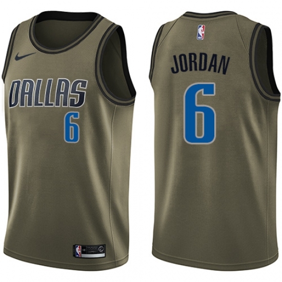 Youth Nike Dallas Mavericks #6 DeAndre Jordan Swingman Green Salute to Service NBA Jersey - Ujersey