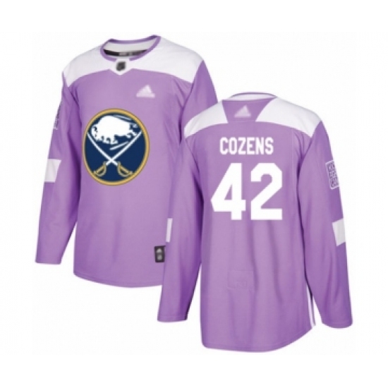 Youth Buffalo Sabres #42 Dylan Cozens Authentic Purple Fights Cancer Practice Hockey Jersey - Ujersey