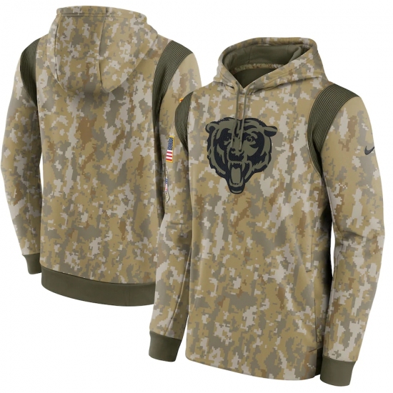 Men's Chicago Bears Nike Camo 2021 Salute To Service Therma Performance Pullover Hoodie - Ujersey