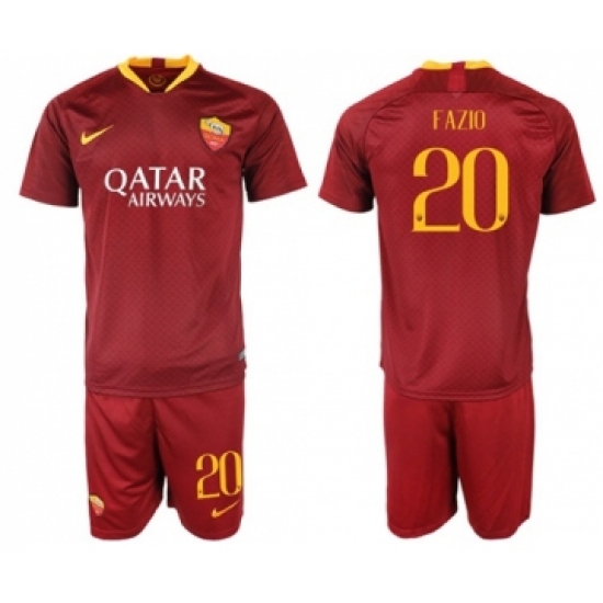 Roma #20 Fazio Red Home Soccer Club Jersey