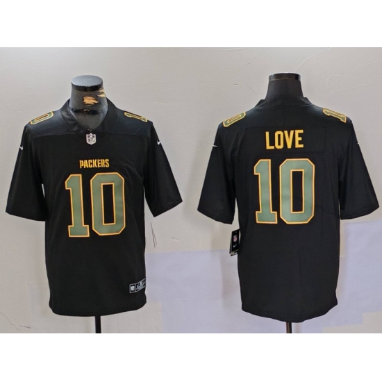 Men's Green Bay Packers #10 Jordan Love Black Fashion Vapor Limited Stitched Football Jersey - Ujersey