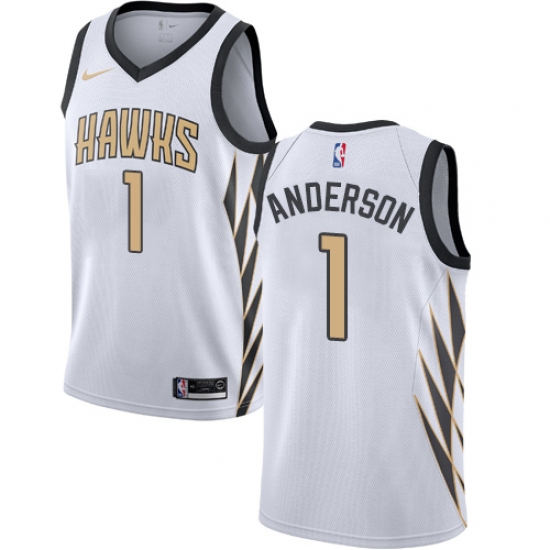 Men's Nike Atlanta Hawks #1 Justin Anderson Swingman White NBA Jersey - City Edition - Ujersey