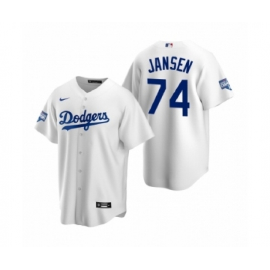 Men's Los Angeles Dodgers #74 Kenley Jansen White 2020 World Series Champions Replica Jersey - Ujersey