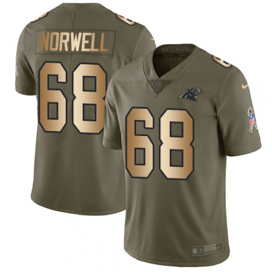 Men's Nike Carolina Panthers #68 Andrew Norwell Limited Olive/Gold 2017 Salute to Service NFL Jersey - Ujersey