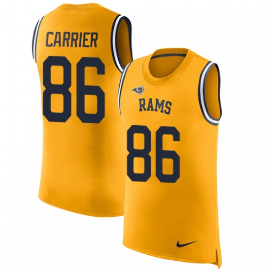 Men's Nike Los Angeles Rams #86 Derek Carrier Limited Gold Rush Player Name & Number Tank Top NFL Jersey - Ujersey