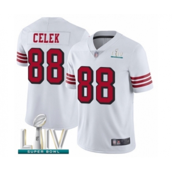 Men's San Francisco 49ers #88 Garrett Celek Limited White Rush Vapor Untouchable Super Bowl LIV Bound Football Jersey - Ujersey