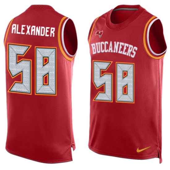 Men's Nike Tampa Bay Buccaneers #58 Kwon Alexander Limited Red Player Name & Number Tank Top NFL Jersey - Ujersey