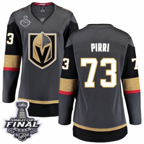 Women's Vegas Golden Knights #73 Brandon Pirri Authentic Black Home Fanatics Branded Breakaway 2018 Stanley Cup Final NHL Jersey