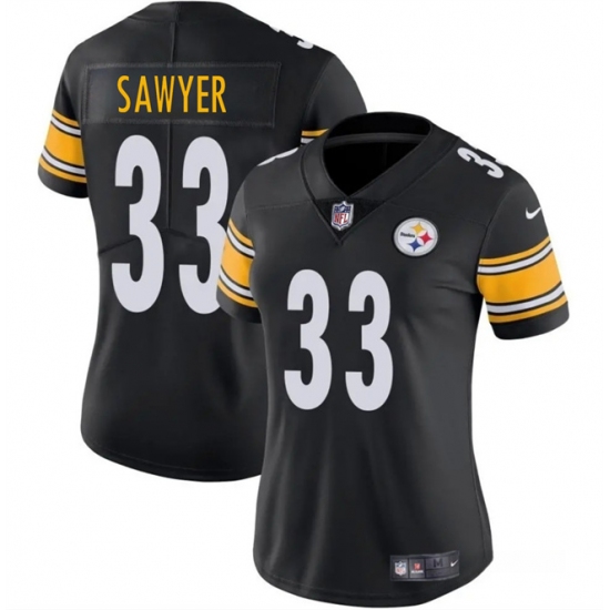 Women's Pittsburgh Steelers #33 Jack Sawyer Black 2025 Draft Vapor Untouchable Limited Football Stitched Jersey(Run Small) - Ujersey