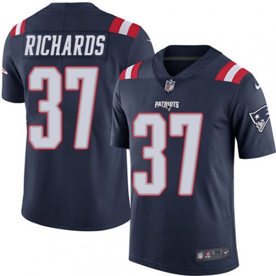 Youth Nike New England Patriots #37 Jordan Richards Limited Navy Blue Rush Vapor Untouchable NFL Jersey - Ujersey