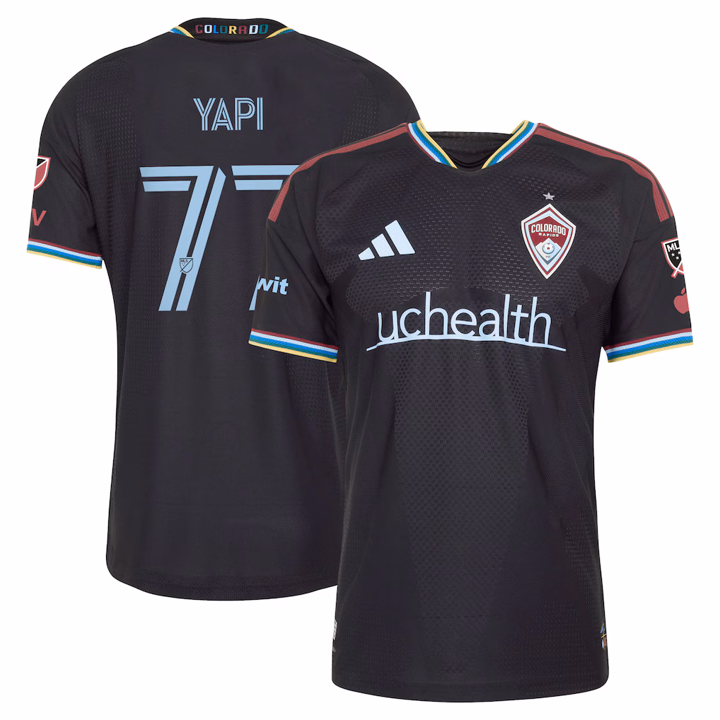 Men's Colorado Rapids Darren Yapi adidas Black 2026 Colorful Colorado On-Field Authentic Patch Jersey