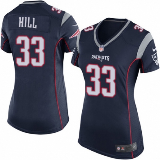 Women's Nike New England Patriots #33 Jeremy Hill Game Navy Blue Team Color NFL Jersey - Ujersey