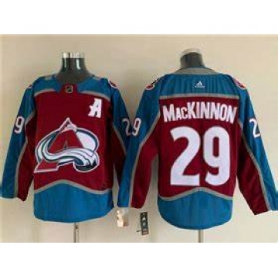 Men's Colorado Avalanche #29 Nathan MacKinnon With A Ptach Burgundy Stitched Jersey - Ujersey