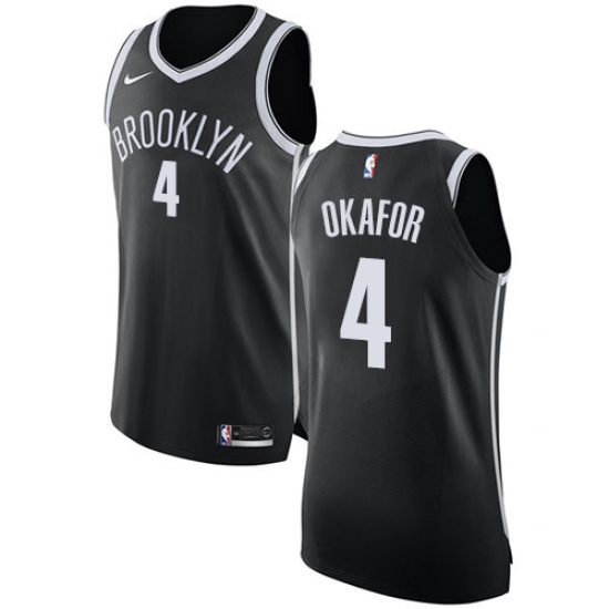 Youth Nike Brooklyn Nets #4 Jahlil Okafor Authentic Black Road NBA Jersey - Icon Edition - Ujersey